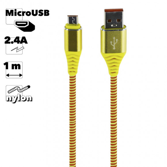 USB кабель "LP" MicroUSB Носки (желтый, блистер)