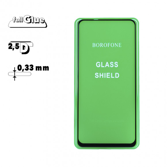 Защитное стекло Borofone Elephant для Xiaomi Redmi Note 9 2.5D, 0.33 мм с черной рамкой