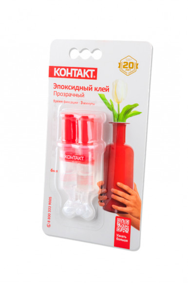 КОНТАКТ Эпоксидный клей прозрачный (6мл), в шприце BL1