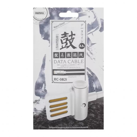 USB кабель Remax Waist Drum Series Cable RC-082i для Apple 8-pin, белый USB кабель Remax Waist Drum Series Cable RC-082i для Apple 8-pin, белый