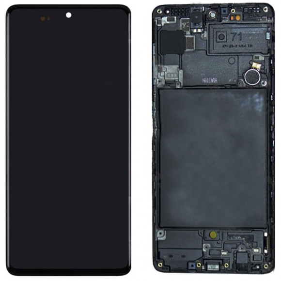 Дисплей для Samsung A715F Galaxy A71 в рамке + тачскрин (черный) (OLED Full size)