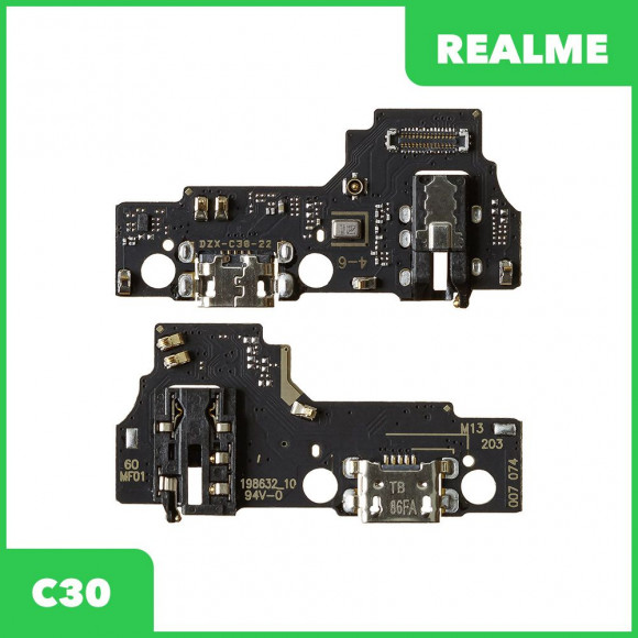 Системный разъем (разъем зарядки) для Realme C30, микрофон