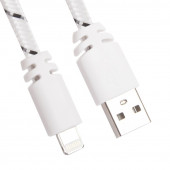 USB кабель "LP" для Apple 8-pin плоская оплетка (белый, европакет)