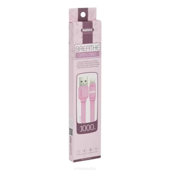 USB кабель Remax Breathe Series Cable RC-029i для для Apple 8-pin, розовый USB кабель Remax Breathe Series Cable RC-029i для для Apple 8-pin, розовый