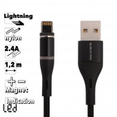 USB кабель Borofone BU16 Skill Magnetic Charging Cable For Lightning, 1.2м, черный USB кабель Borofone BU16 Skill Magnetic Charging Cable For Lightning, 1.2м, черный