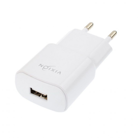 Сетевое зарядное устройство Vixion L5c (1-USB/2.1A) + Type-C кабель, 1м, белый