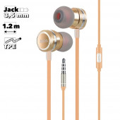 Гарнитура HOCO M16 Ling Sound Metal 3.5мм, внутриканальная, 1.2м (золотой)