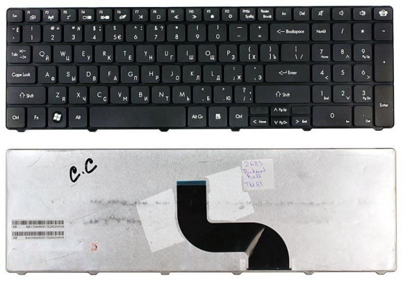 Клавиатура для ноутбука Packard Bell TM81, TM86, TM87, TM89, TM94, TM82, TX86, NV50, черная Клавиатура для ноутбука Packard Bell TM81, TM86, TM87, TM89, TM94, TM82, TX86, NV50, черная