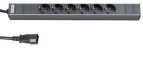 SHT19-6SH-2.5IEC Блок розеток для 19" шкафов, горизонтальный, 6 розеток Schuko (10A), 230 В, кабель питания 3х1мм2, д Hyperline