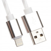 USB кабель "LP" для Apple 8 pin витая пара с металл. разъемами, 1м. (белый/европакет)