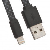 USB Дата-кабель для Apple 8-pin плоский LV, 1 метр, черный