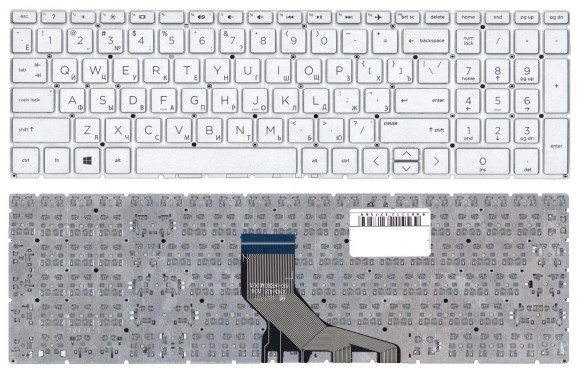 Клавиатура для ноутбука HP 17-CN, 17-CP, серебристая