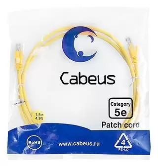 Патч-корд U/UTP Cabeus PC-UTP-RJ45-Cat.5e-1.5m-YL