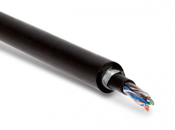 UUTP4-C5E-S24-ARM-OUT-PE/PE-BK Кабель витая пара U/UTP, кат. 5e, 4 пары(24 AWG), одножильный (solid), бронир. стальной лентой, внеш Hyperline
