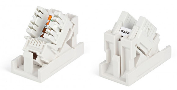 SIP2K-C6-M45-22.5 Розетка (вставка) 45x22, 5 (аналог Mosaic) с наклонным модулем RJ-45 категории 6 Hyperline