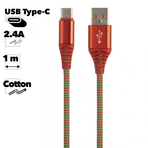 USB кабель "LP" Type-C Носки (красный, блистер)