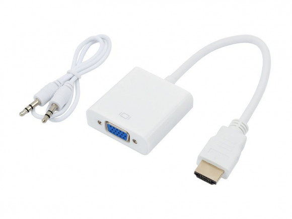 Конвертер AD28 HDMI (M) - VGA (F), белый (Vixion)