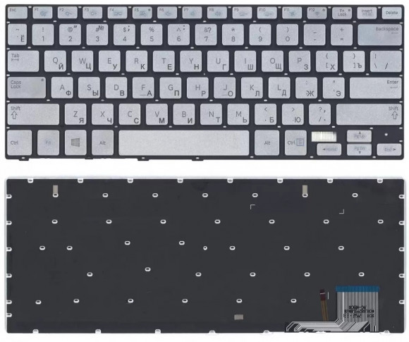 Клавиатура для ноутбука Samsung 740U3E NP740U3E, серебристая