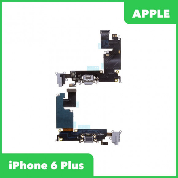 Системный разъем (разъем зарядки) для Apple iPhone 6 Plus с аудио разъемом (разъемом гарнитуры), микрофоном и антенной, серый