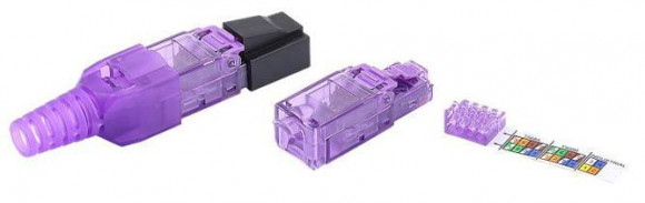 PLUD-8P8C-S-C6-VL Разъем RJ-45 (8P8C) под витую пару, полевая заделка, категория 6, неэкранированный, для одножильного кабеля, зажимной (защелка) PLUD-8P8C-S-C6-VL Разъем RJ-45 (8P8C) под витую пару, полевая заделка, категория 6, неэкранированный, для одножильного кабеля, зажимной (защелка)