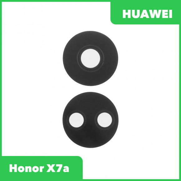 Стекло задней камеры для Huawei Honor X7a (RKY-LX1) (без рамки) (черный)
