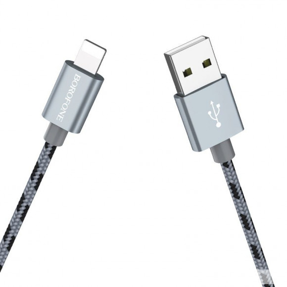 Кабель USB Borofone BX24 для Lightning, 2.4А, длина, 1 метр, серый