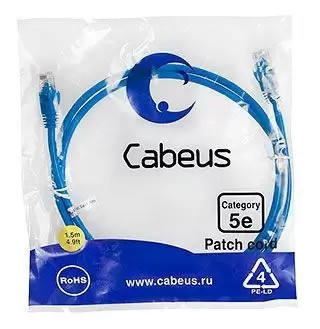 Патч-корд U/UTP Cabeus PC-UTP-RJ45-Cat.5e-1.5m-BL