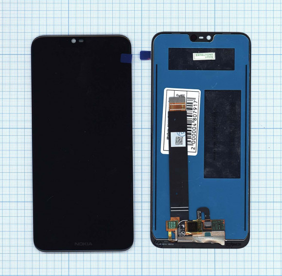 Модуль (матрица + тачскрин) для Nokia 7.1, черный Модуль (матрица + тачскрин) для Nokia 7.1, черный