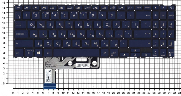 Клавиатура для ноутбука Asus ZenBook UX533F темно-синяя с белой подсветкой