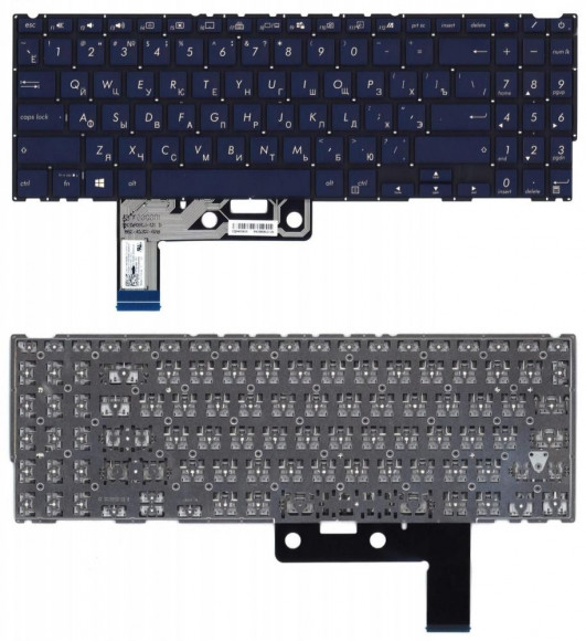 Клавиатура для ноутбука Asus ZenBook UX533F темно-синяя с белой подсветкой