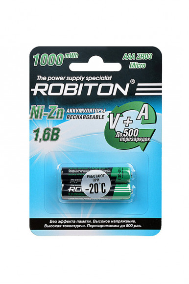 Аккумулятор Robiton 1000NZAAA-2 Ni-Zn AAA 1000мВтч, 550мАч BL2, 1 штука