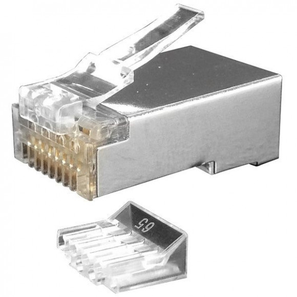 PLUG-8P8C-UV-C6-SH-100 Разъем RJ-45(8P8C) под витую пару, категория 6 (50 µ';/ 50 микродюймов), экранированный, универсальный