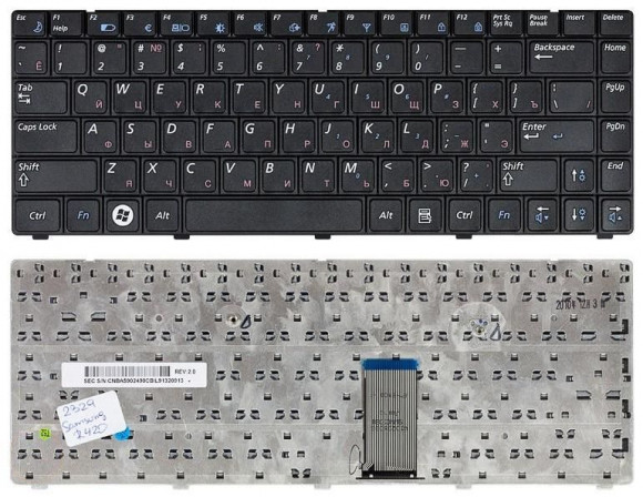 Клавиатура для ноутбука ноутбука Samsung R420, R418, R423, R425, R428, R429, R469, RV410, RV408, черная