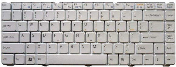 Клавиатура для ноутбука ноутбука Sony Vaio VGN-NR21Z, белая