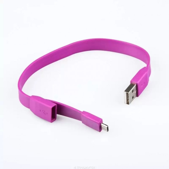 USB кабель "LP" MicroUSB плоский браслет (сиреневый, европакет)