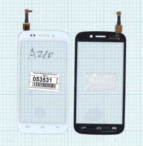 Сенсорное стекло (тачскрин) для Micromax Canvas 4 (A210), белый