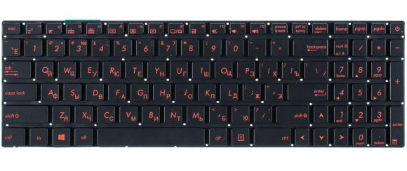 Клавиатура для ноутбука Asus Rog Strix GL702 черная, кнопки красные, с подсветкой ver.2