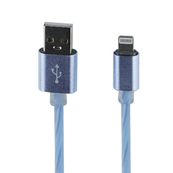 USB кабель "LP" для Apple Lightning 8-pin Косичка, 1 метр (голубой, европакет)