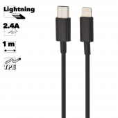 USB кабель "LP" USB Type-C - для Apple 8-pin (черный, европакет)