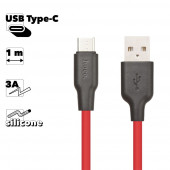 USB кабель Hoco X21 Plus Silicone Charging Cable For Type-C, 1 метр, (красный/черный)