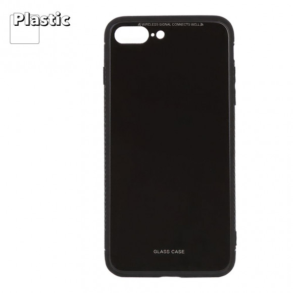Защитная крышка "LP" для Apple iPhone 7 Plus, 8 Plus "Glass Case", черное стекло (коробка)