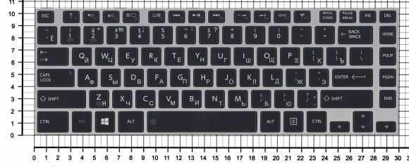 Клавиатура для ноутбука Toshiba M40T, черная с серой рамкой и подсветкой
