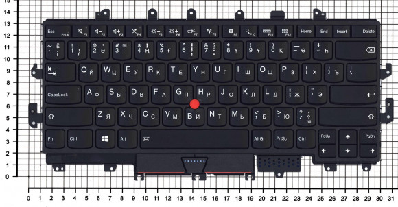 Клавиатура для ноутбука Lenovo ThinkPad Yoga X1 1st Gen 2016, черная с рамкой и подсветкой