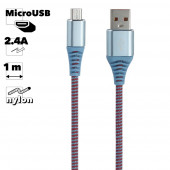 USB кабель "LP" MicroUSB "Носки" (голубой, блистер)