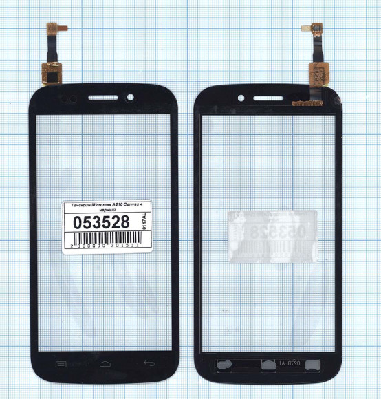 Сенсорное стекло (тачскрин) для Micromax Canvas 4 (A210), черный