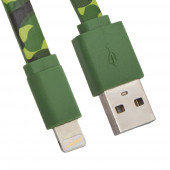 USB Дата-кабель для Apple 8-pin плоский Army Printing, 1 метр (зеленый камуфляж)