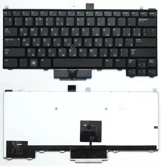 Клавиатура для ноутбука Dell Latitude E4310, черная с указателем с подсветкой
