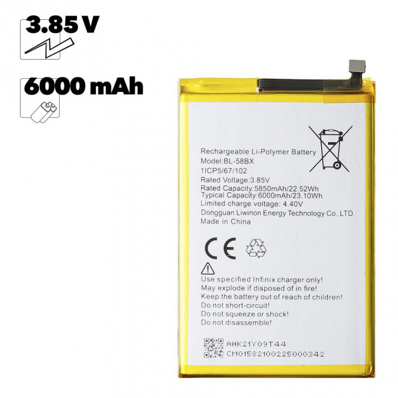 Аккумулятор (АКБ) для Infinix Hot 10 Play, Hot 11 Play (BL-58BX) EURO OEM