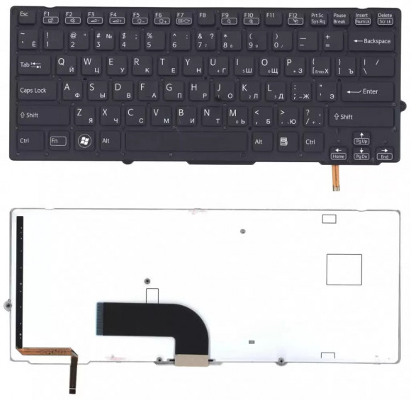 Клавиатура для ноутбука Sony Vaio VPC-SD VPC-SB, черная с подсветкой