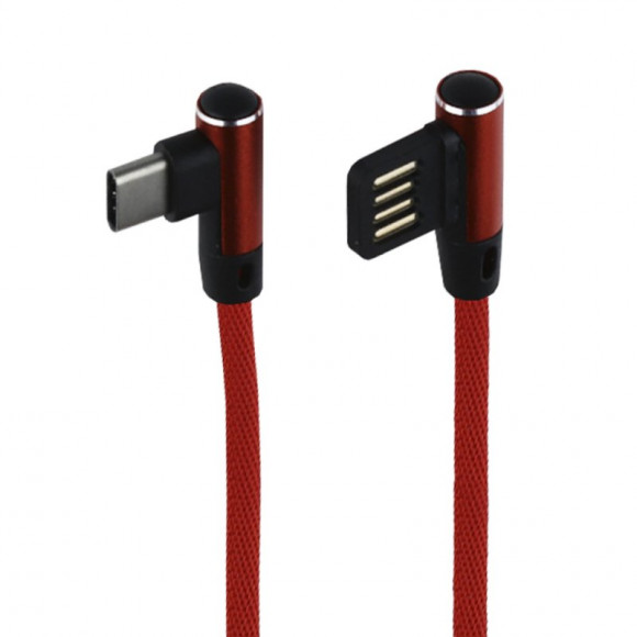 USB кабель "LP" Type-C оплетка Т-порт, 1м. (красный, европакет)